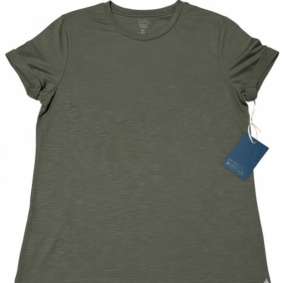 🌿 NWT Market & Spruce Recycled Blend Olive Green Space Dye Tee M - Picture 2 of 4